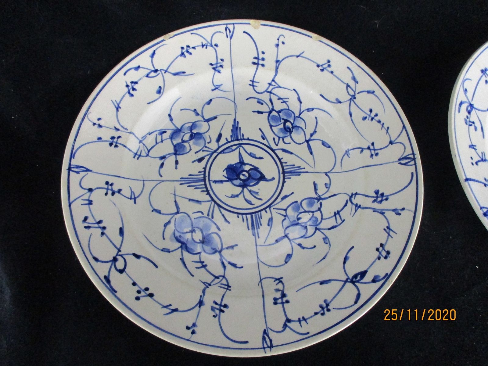 2 Dinner Plates Antique Royal Copenhagen Blue Fluted Marked Sarreguemines photo for sale