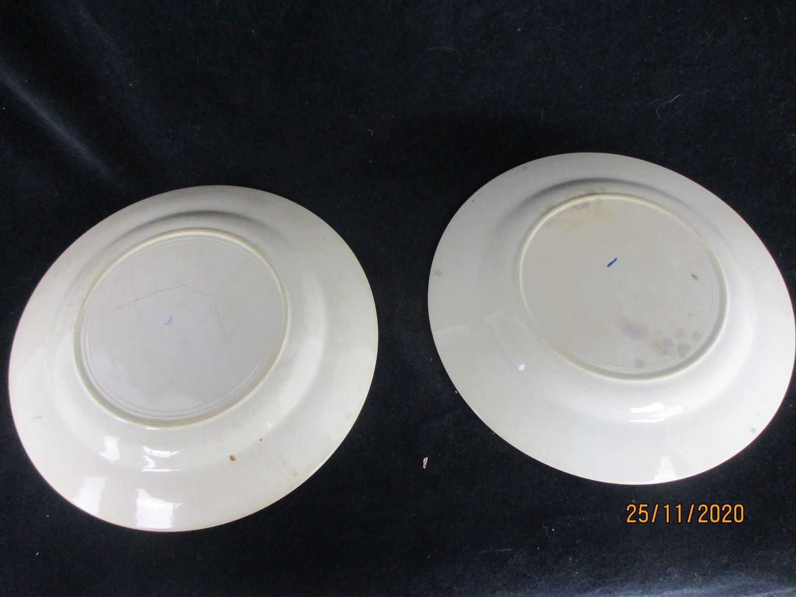 2 Dinner Plates Antique Royal Copenhagen Blue Fluted Marked Sarreguemines photo buy