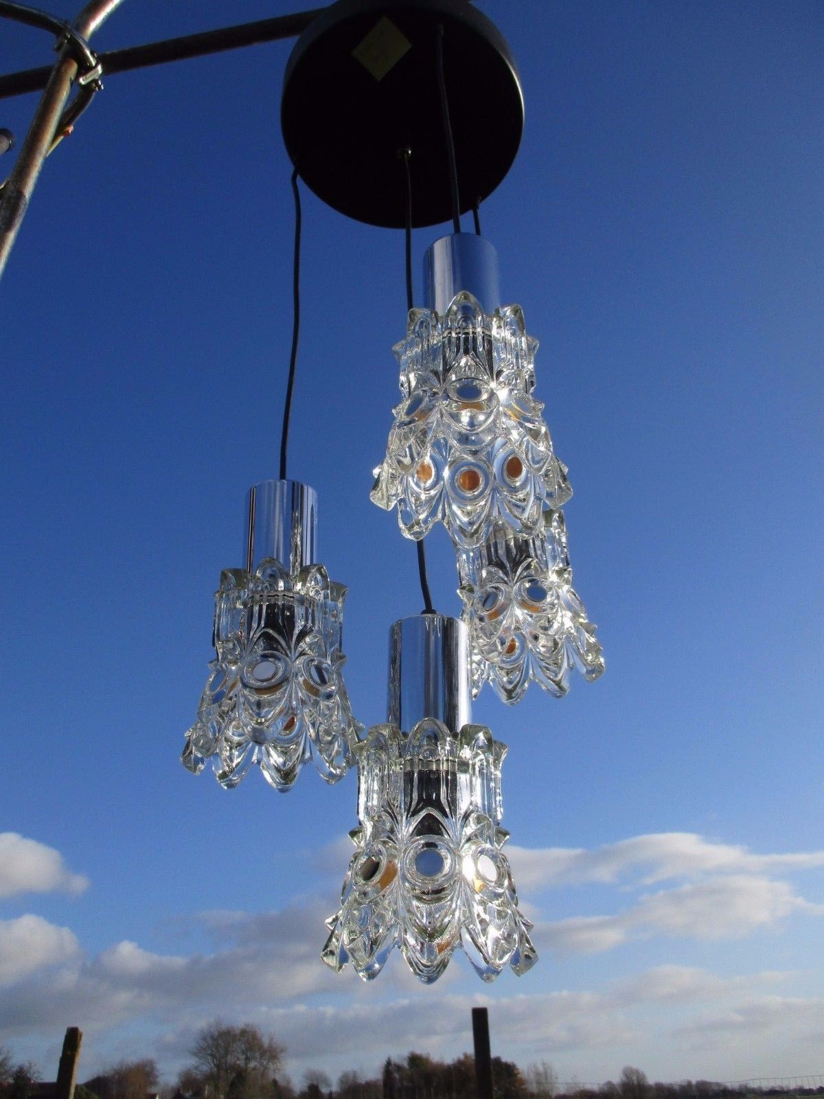 Raak Modern Mid Century Chandelier Crystal Chalice Shades Stunning Rare photo Lighting