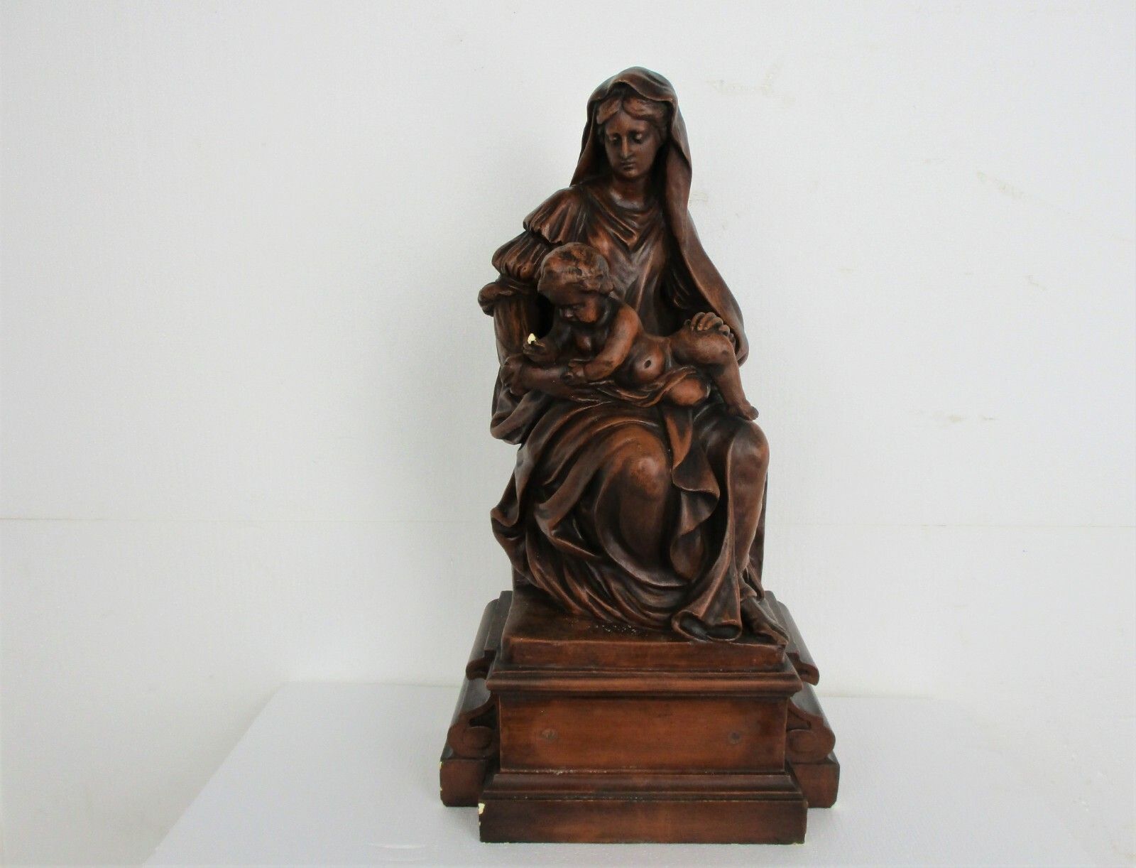 Church Statue Sitting Our Lady Virgin Mary Infant  Sedes Sapientiae Plaster photo furniture