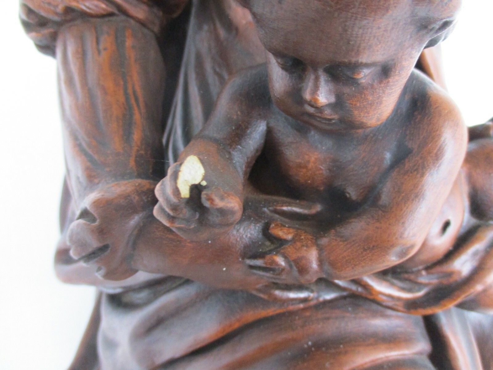 Church Statue Sitting Our Lady Virgin Mary Infant  Sedes Sapientiae Plaster photo vintage