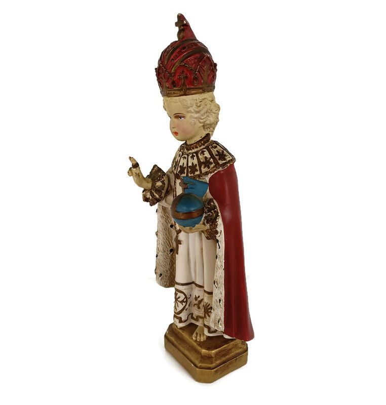 Statue Infant Of Prague Infant Jesus Santo Nino Plaster Collector 30s  Beautiful