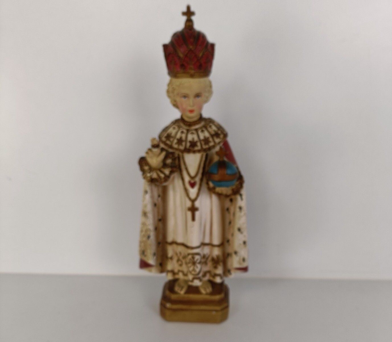 Statue Infant Of Prague Infant Jesus Santo Nino Plaster Collector 30s  Beautiful photo furniture