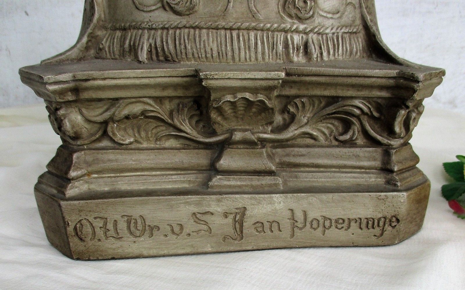 Statue Our Lady Of Poperinge Saint Jan Infant Child Plaster Collector  Htf 14.5" photo furniture