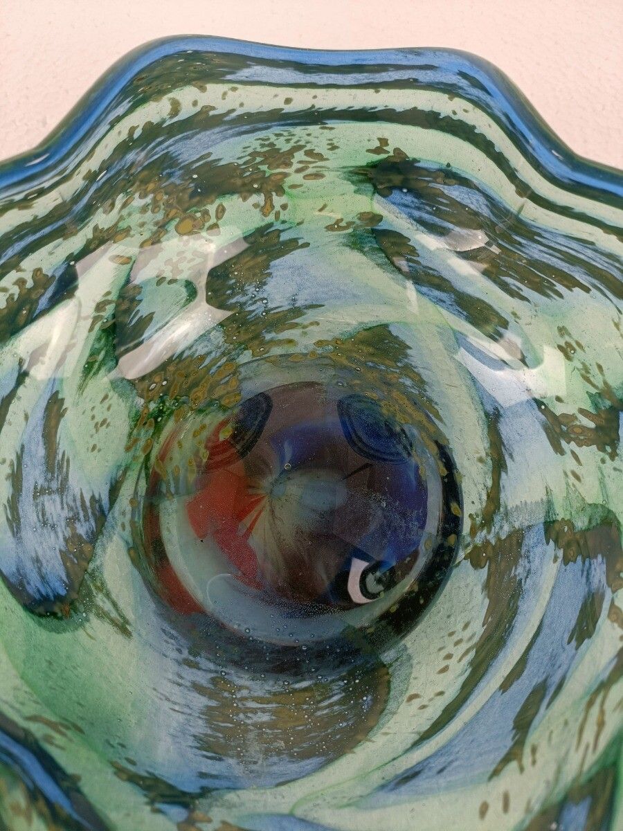 photo furniture Art Glass Hand Blown Dish Centerpiece Murano Style Gorgeous Very Rare