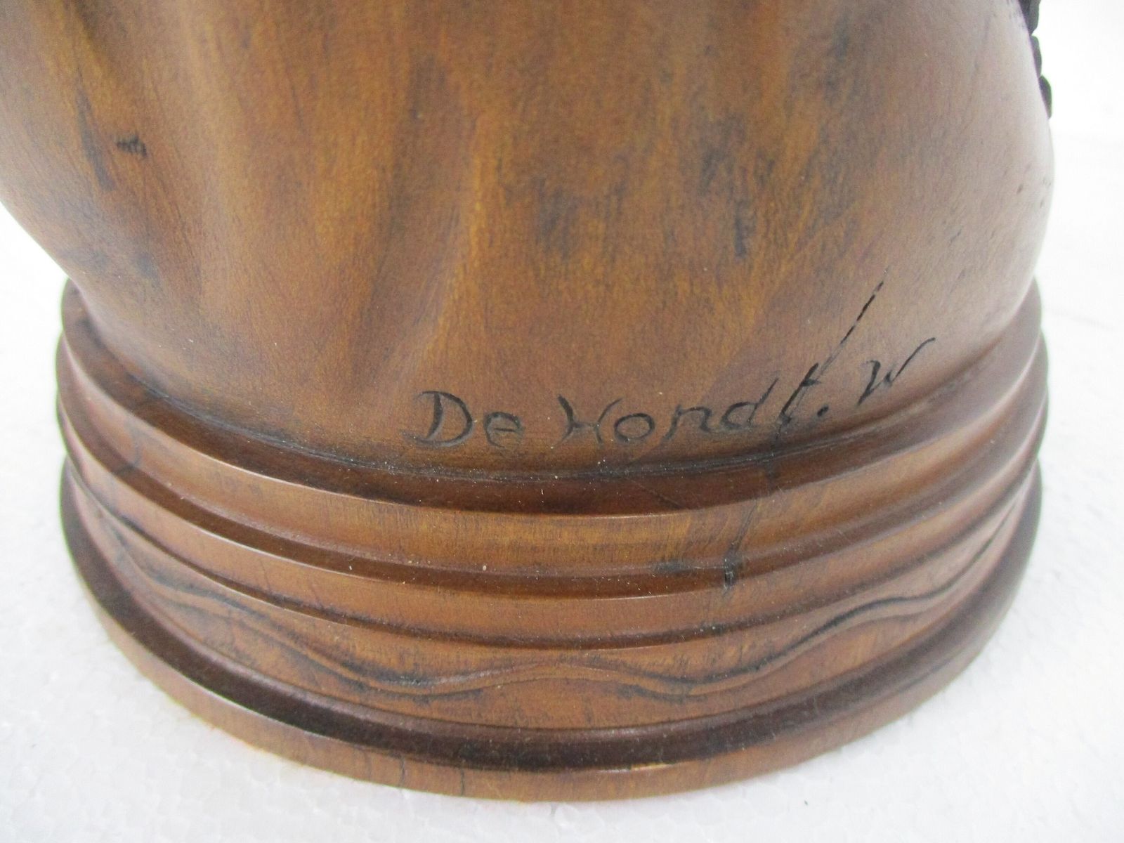 photo furniture L Hand Carved Wood Statue Little Boy Cherub Putti Signed De Hondt Willy Piece Of