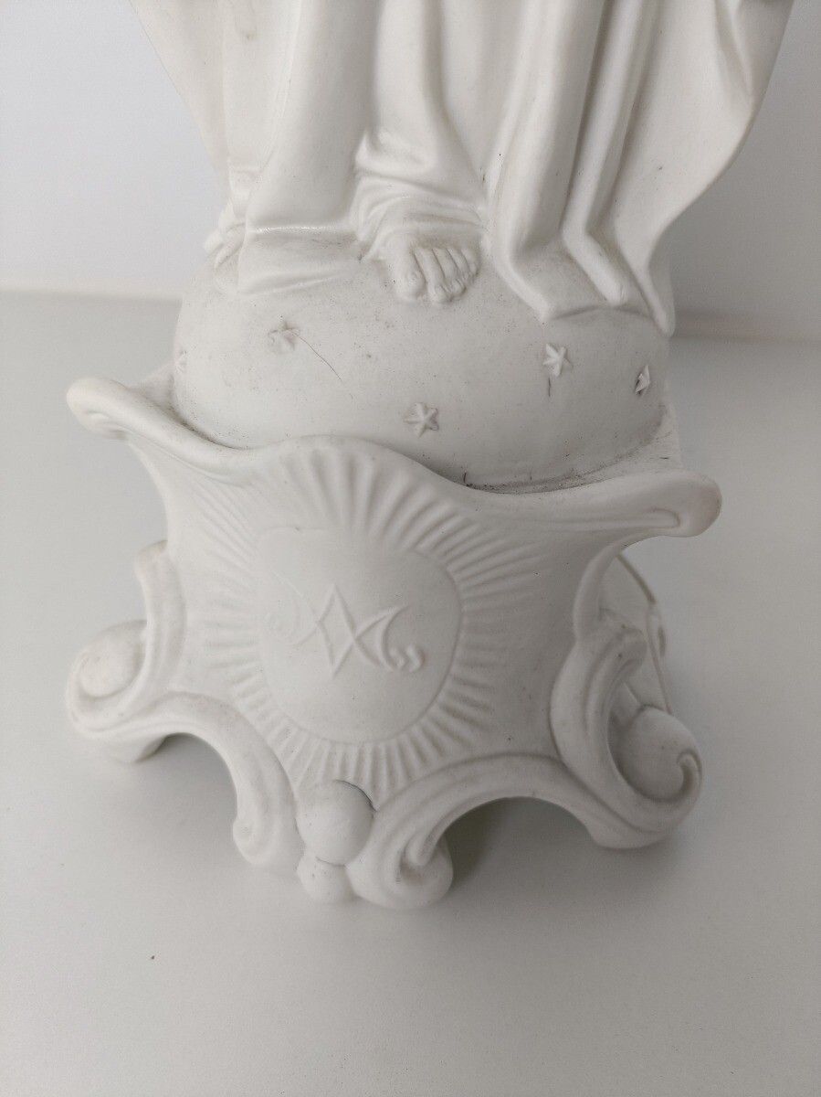 Antique 1900 Bisque Statue Virgin Mary Our Lady Madonna Infant Jesus Exquisite F photo for sale