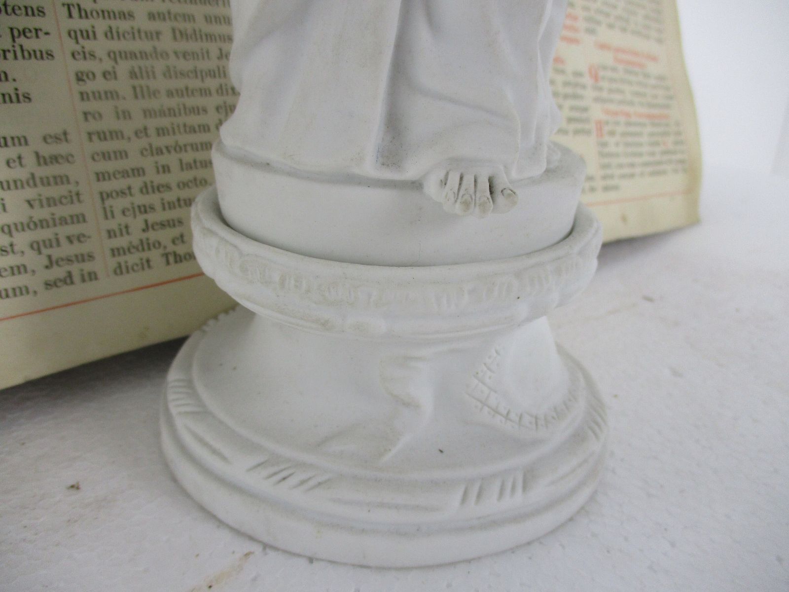 Antique Bisque Porcelain Statue Virgin Our Lady Mary Infant Child Exquisite Gorg photo for sale