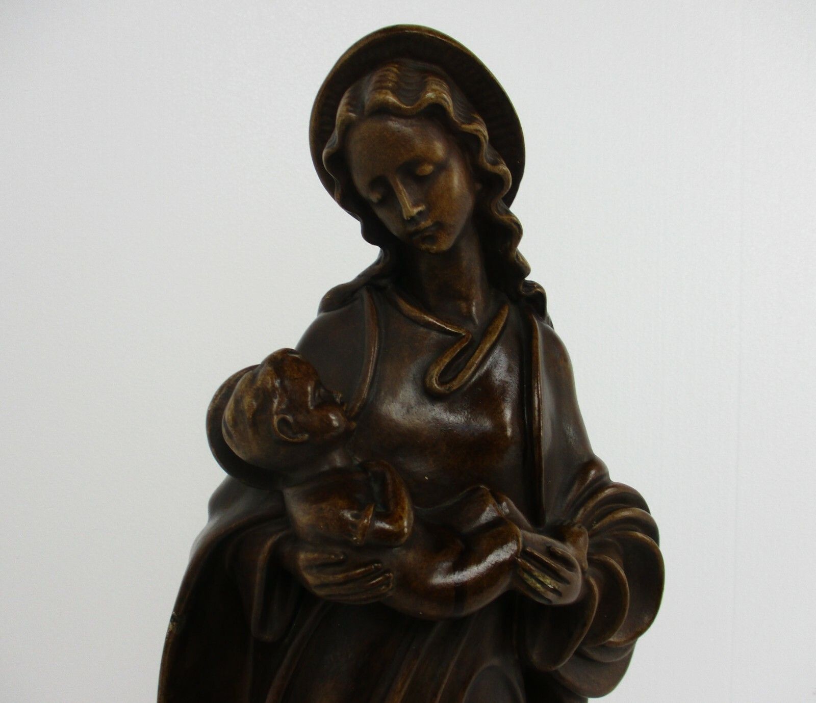 Xl  Art Nouveau Deco Plaster Statue Virgin Mary Infant Child Madonna Tenderness photo furniture