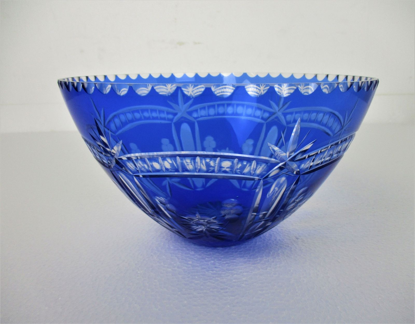 Crystal Cobalt Blue Clear To Cut Bowl Vase Centerpiece Dot Star Beautiful Vsl St photo furniture