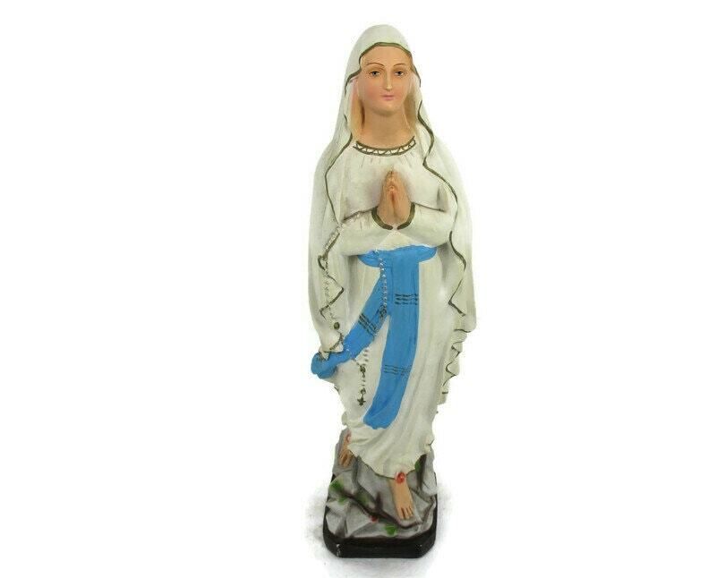Xl Virgin Mary Madonna Our Lady Of Lourdes Plaster Statue Chapel French 24.8&Quo