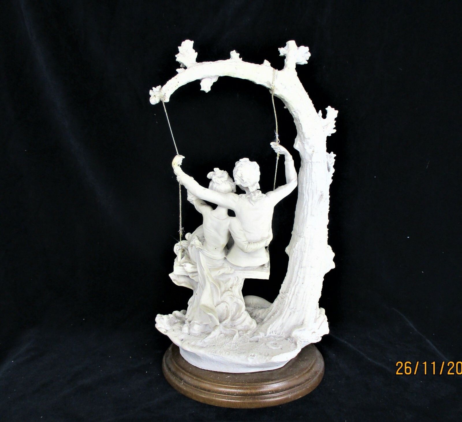 Large Figurine Statue Courting Couple  On Swing Resin Marked G.A. Vintage photo vintage