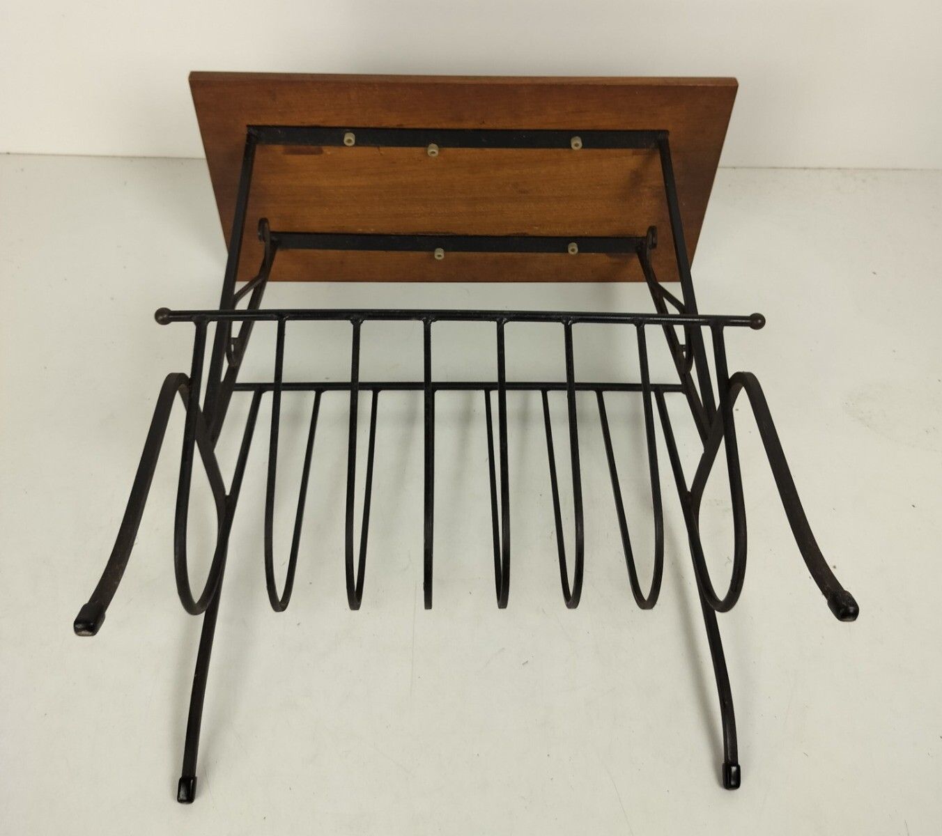 photo for sale Funky Vintage Newspaper Magasine Basket Rack Side Table Wooden Top Ceramic Tile
