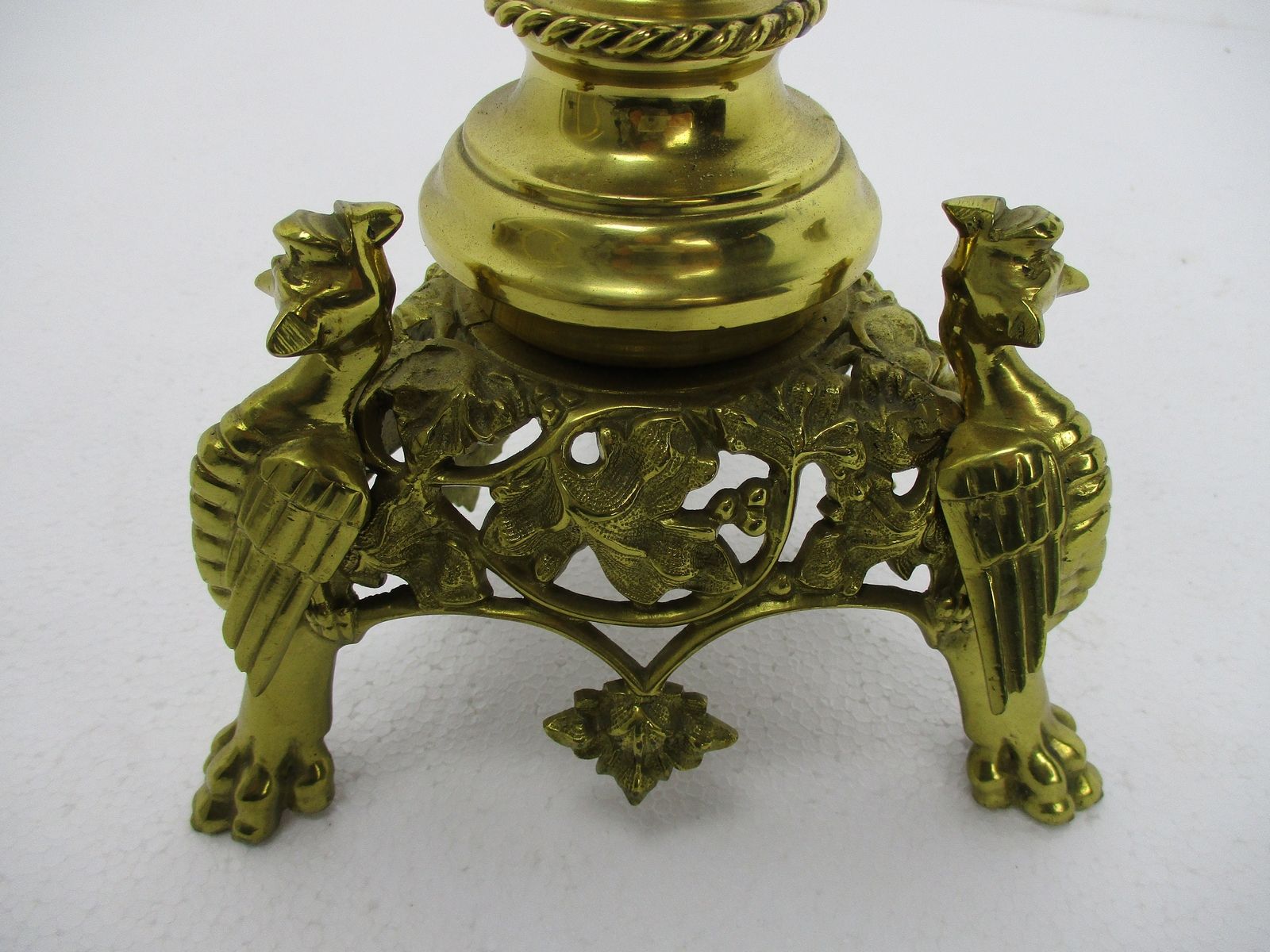 Gothic Large Candle Holder Candlestick Church Altar Brass Gargoyles Birds Dragon photo vinterior