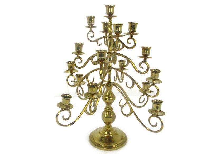 Candle Holder Candle Stick Candelabra 4 Tier 17 Candles!! Gorgeous Rare Brass