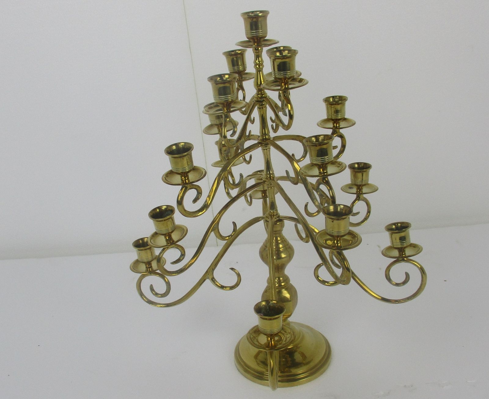 Candle Holder Candle Stick Candelabra 4 Tier 17 Candles!! Gorgeous Rare Brass photo for sale