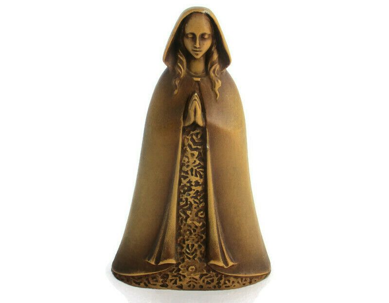 Art Deco Our Lady Madonna  Statue Plaster Virgin Mary Infant Htf Signed