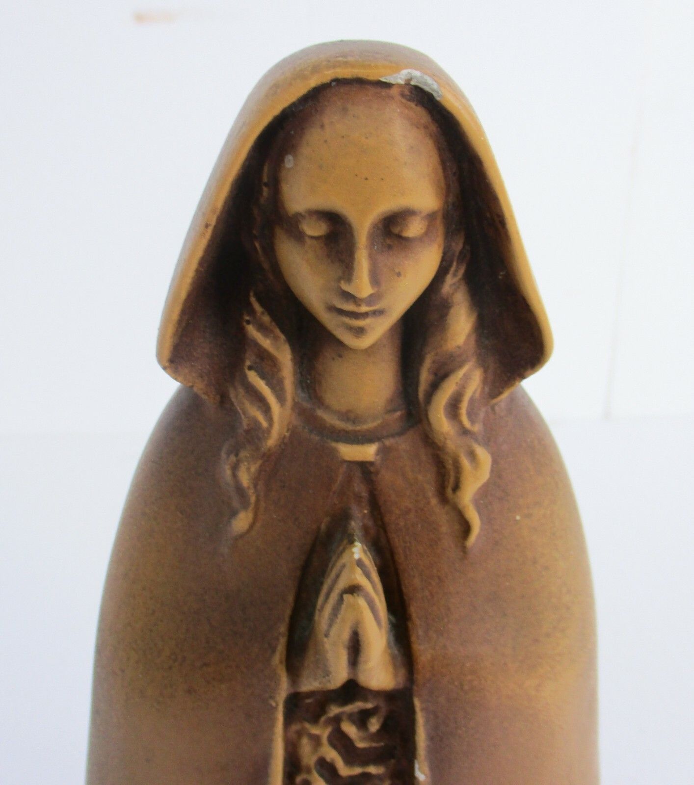 Art Deco Our Lady Madonna  Statue Plaster Virgin Mary Infant Htf Signed photo furniture