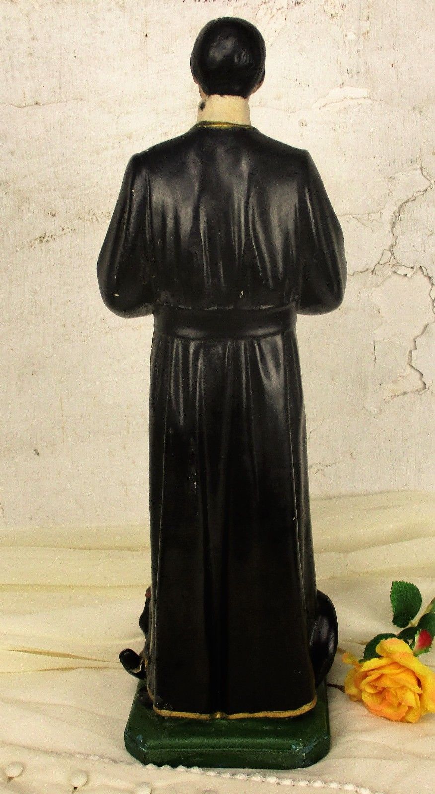 photo for sale Antique Statue Saint Santo Gerard Santo Majella Dragon Plaster Priest Gothic Htf
