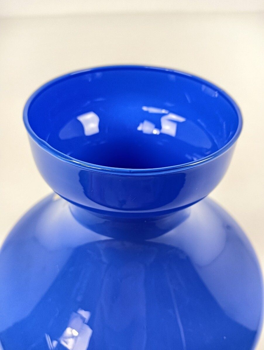 Vintage  Blue Opaline Art Glass Italian Vase Nos Retro photo Home Decor