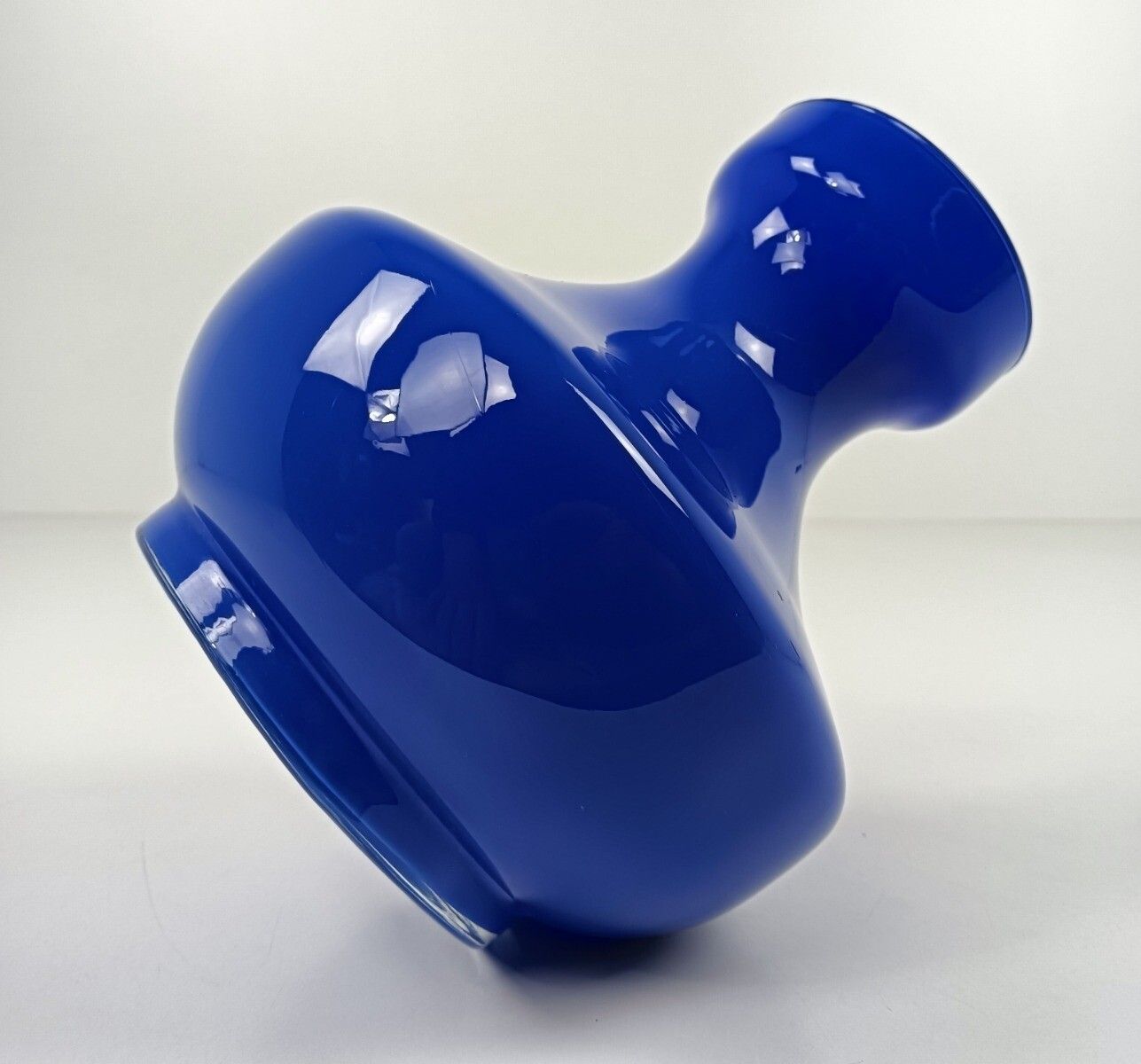 Vintage  Blue Opaline Art Glass Italian Vase Nos Retro photo 146.0