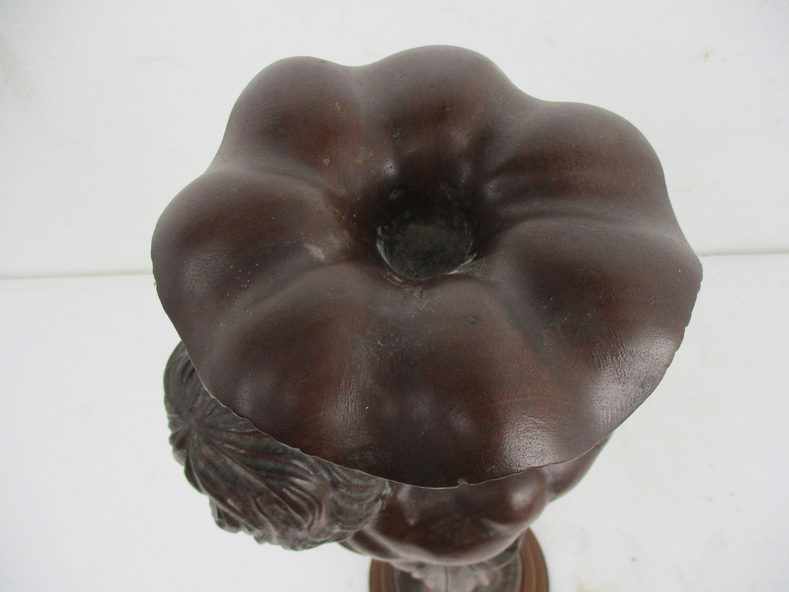 photo for sale L Hand Carved Wood Statue Little Boy Cherub Putti Signed De Hondt Willy Piece Of