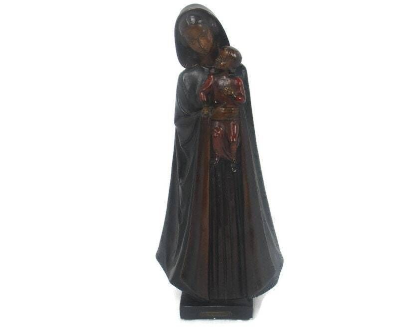 Xl Chapel Virgin Mary Madonna Infant Child Plaster Statue Signed Van Laere 20.66