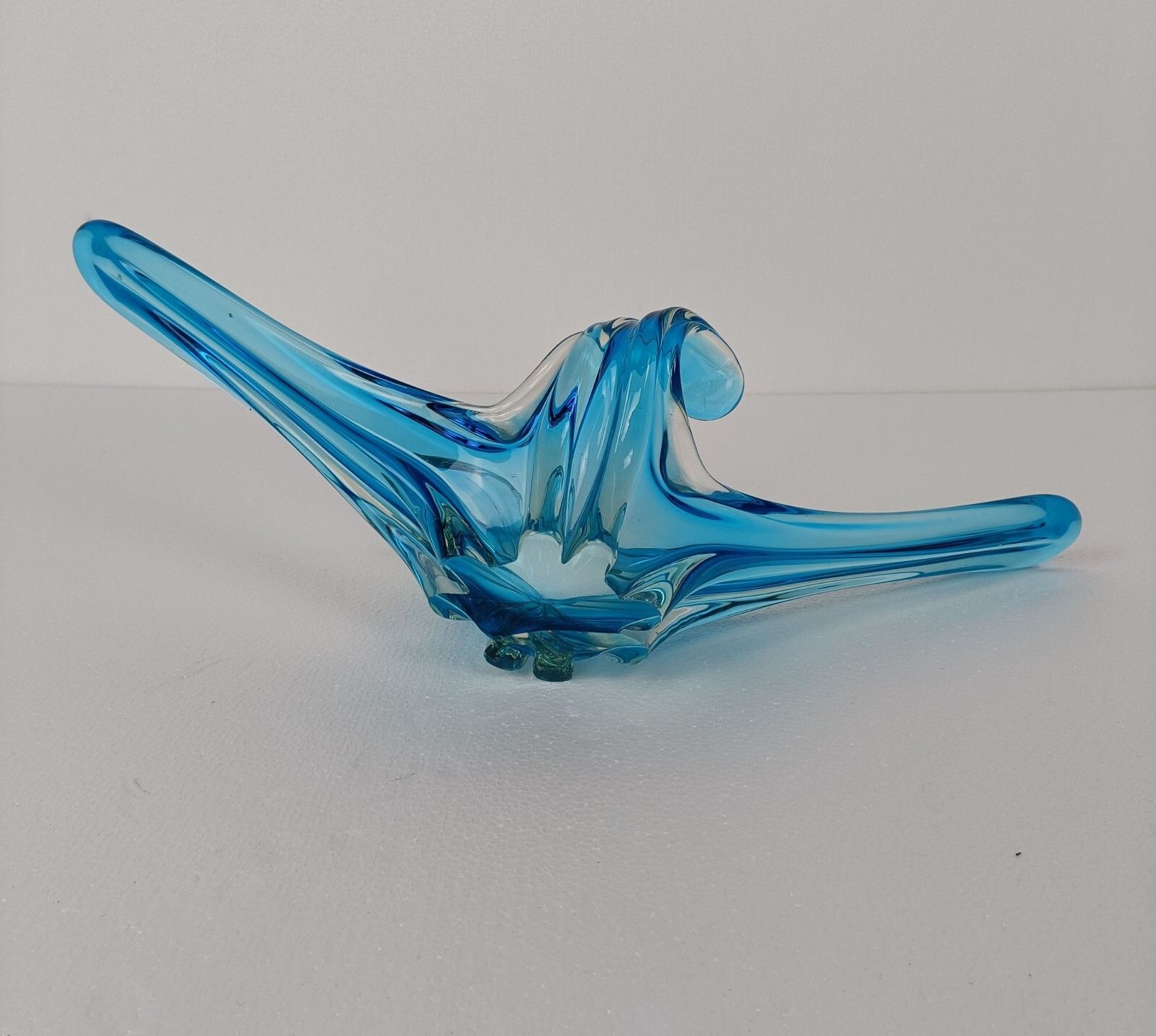 photo for sale Italian Blue Clear Bowl Dish Centerpiece Murano Seguso Art Glass Stunning Wow