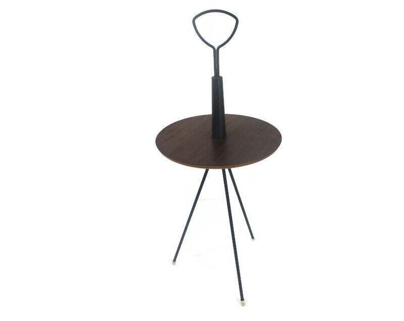 Pedestal Plant Stand Side Occasional Table  Vintage Wood Modernist Tripod Very R