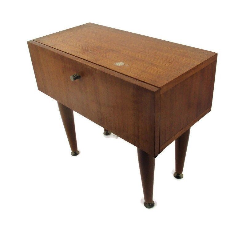 Vintage Nightstand Wood Mid Century Danish Modern Style End Table Commode Retro