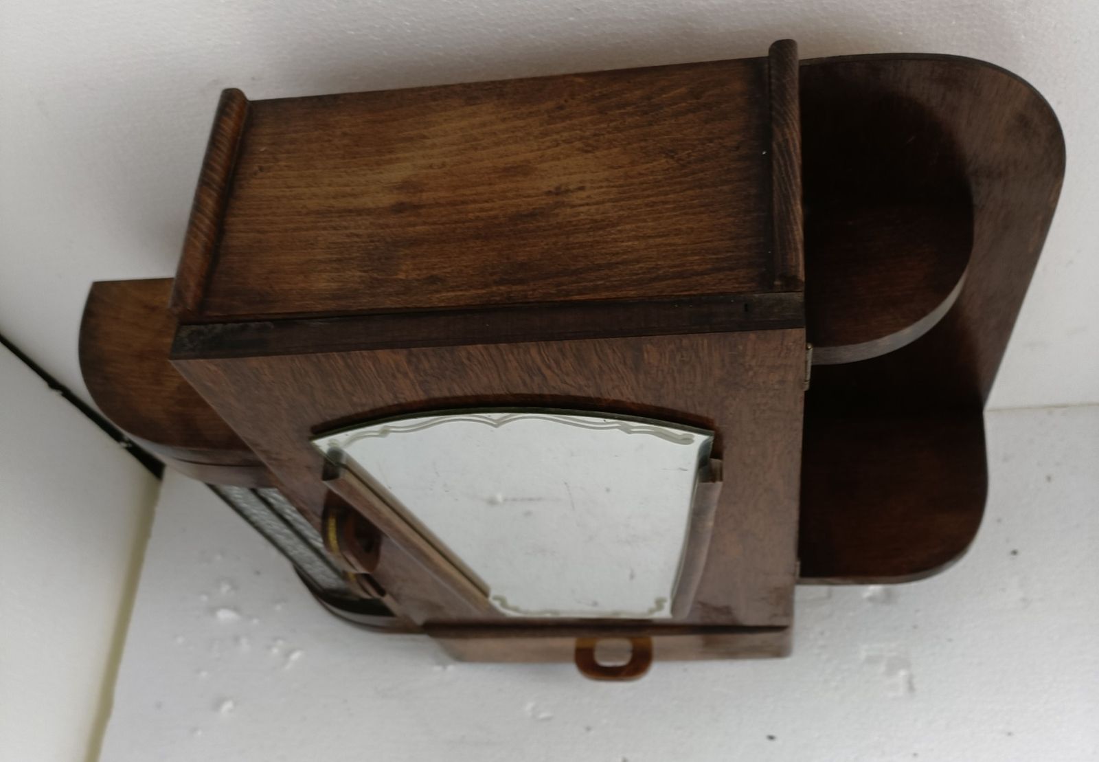 Art Deco Medicine Apothecary Pharmacy Kitchen Bubbled Glass  Carved Wood Wow photo for sale