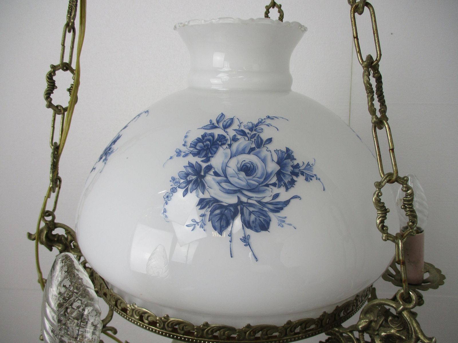 photo for sale Gothic Dragons Delft Blue White Porcelain Chandelier Lampe Belge Wow 4