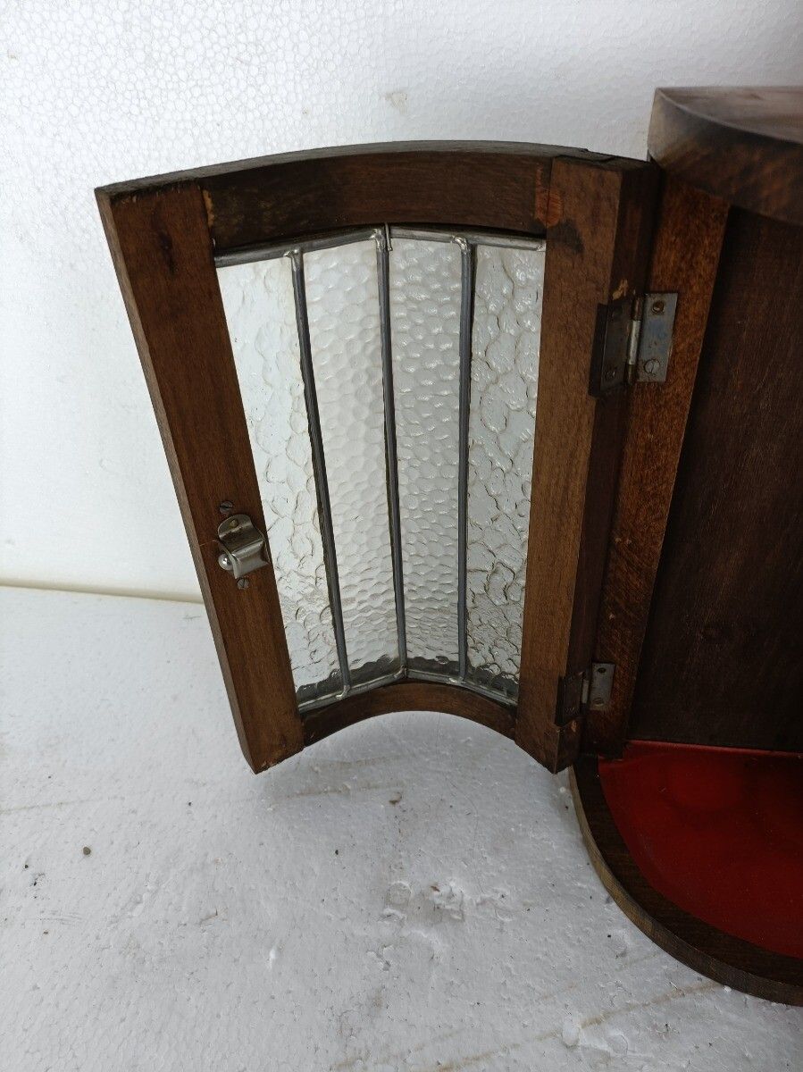 photo furniture Art Deco Medicine Apothecary Pharmacy Kitchen Bubbled Glass  Carved Wood Wow