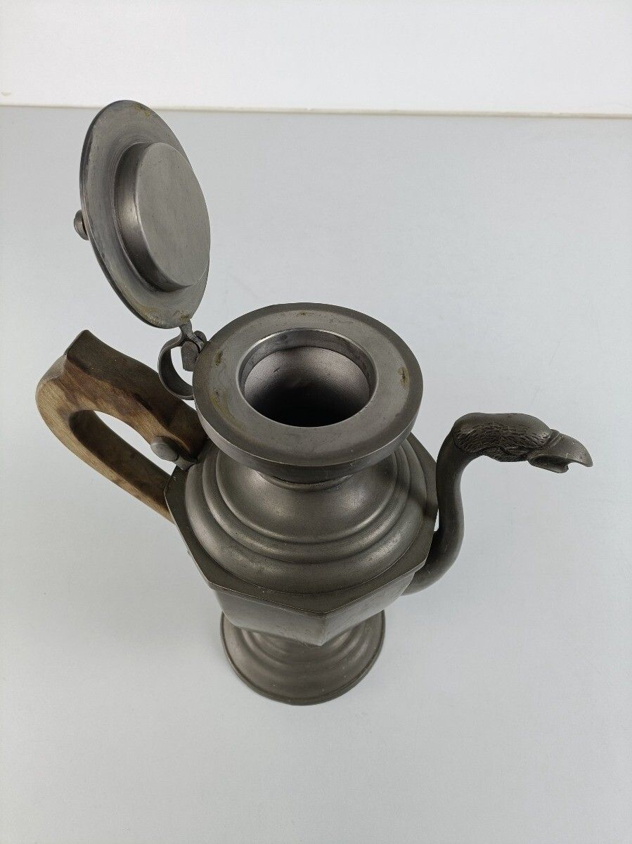 photo furniture Antique Art Nouveau Spelter Gothic Ewer Pitcher Dragon Wooden Handle