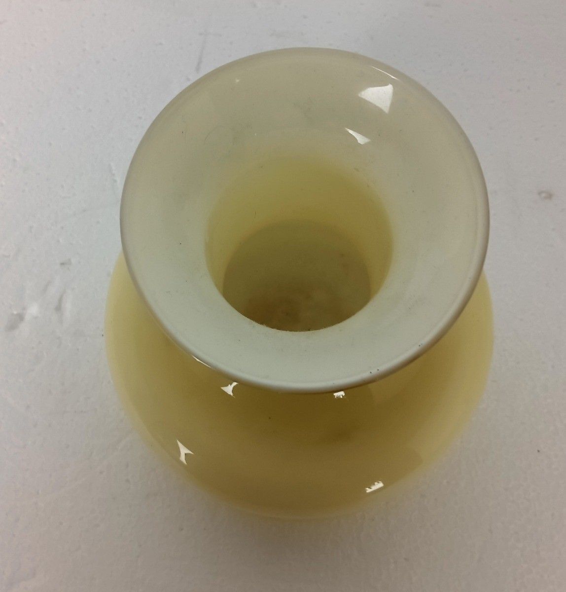 Yellow Vintage Cased Opaline Glass Vase Chanteclair Art Glass Hooped Belgium photo Home Decor