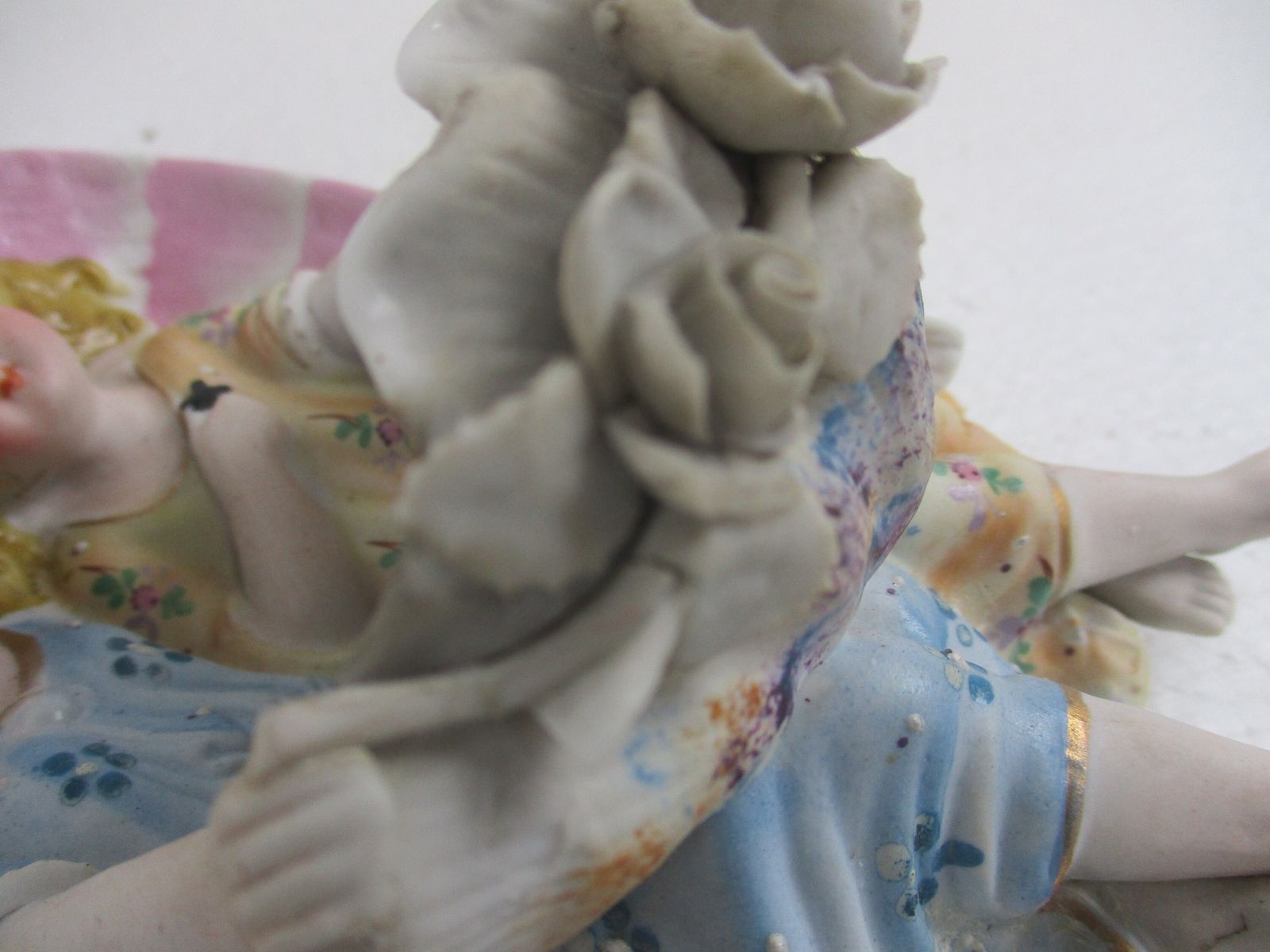 French Holy Water Font Vessel Angels  Porcelain Bisque Porcelain Flowers Gorgeou photo 223.0