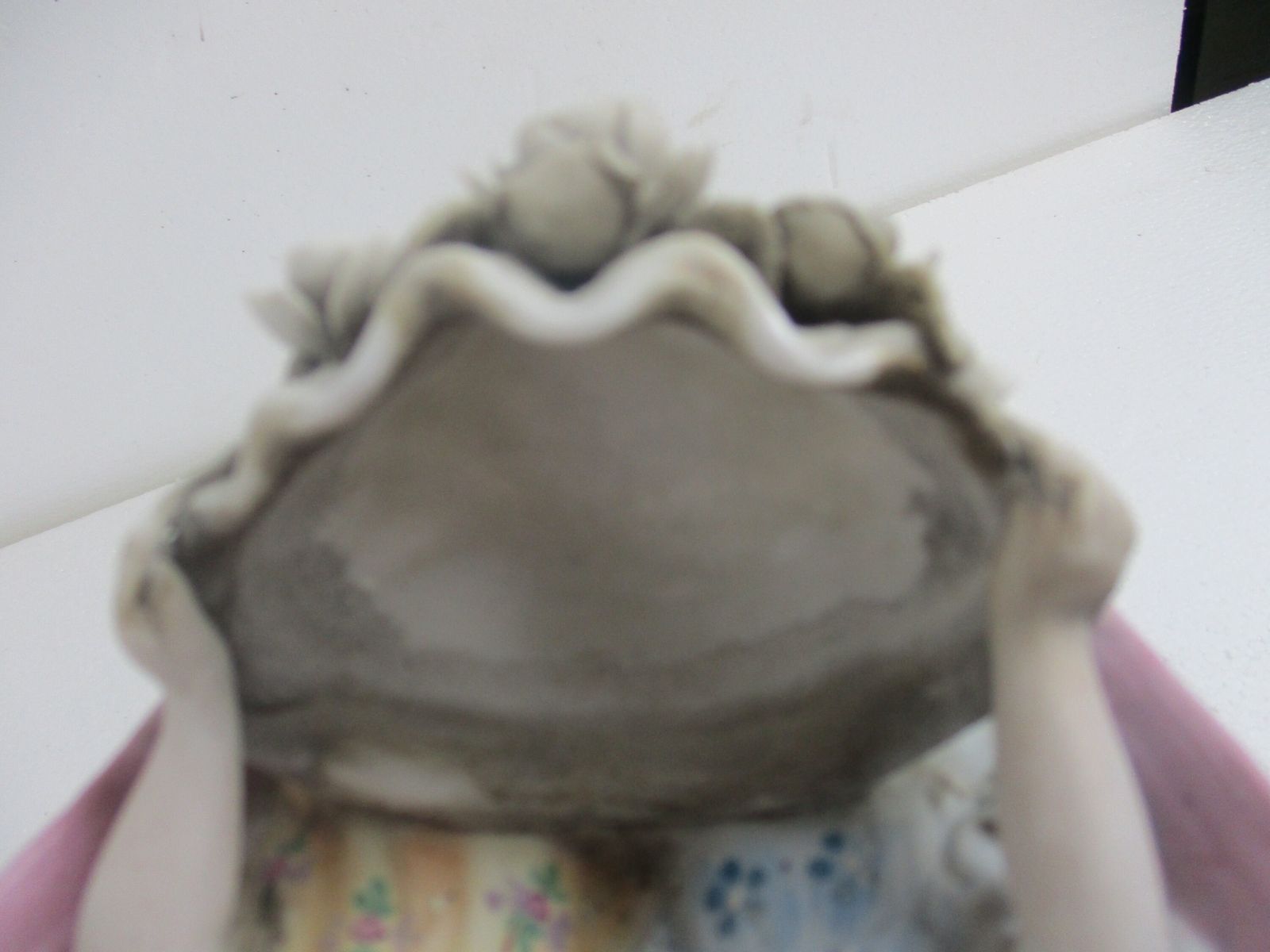 French Holy Water Font Vessel Angels  Porcelain Bisque Porcelain Flowers Gorgeou photo vintage