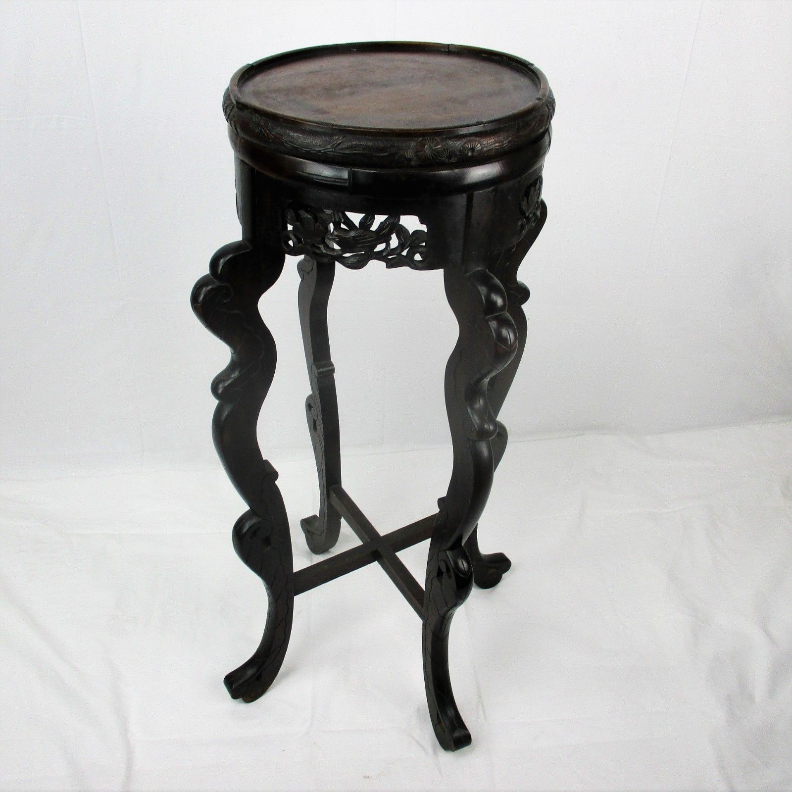 photo for sale Gorgeous Wooden Ornate  Side Display Table Pedestal Plant Stand 33.07"