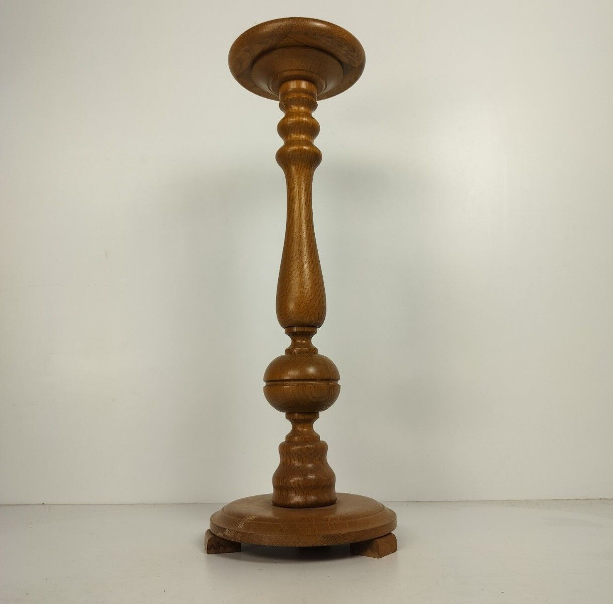 Vintage Pedestal Carved Wood Ceramic Tile Top Boat Side Table Plant Stand Farmho photo furniture