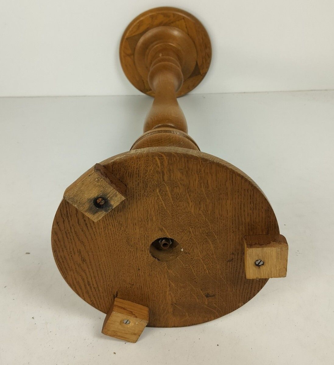 Vintage Pedestal Carved Wood Ceramic Tile Top Boat Side Table Plant Stand Farmho photo Furniture
