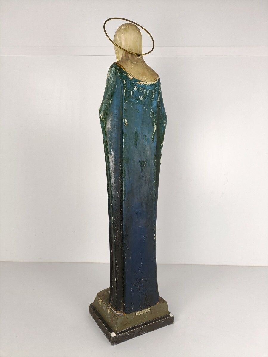 Large Statue Madonna With Infant Church Plaster Mater Amabilis Antique Neo Gothi photo vinterior