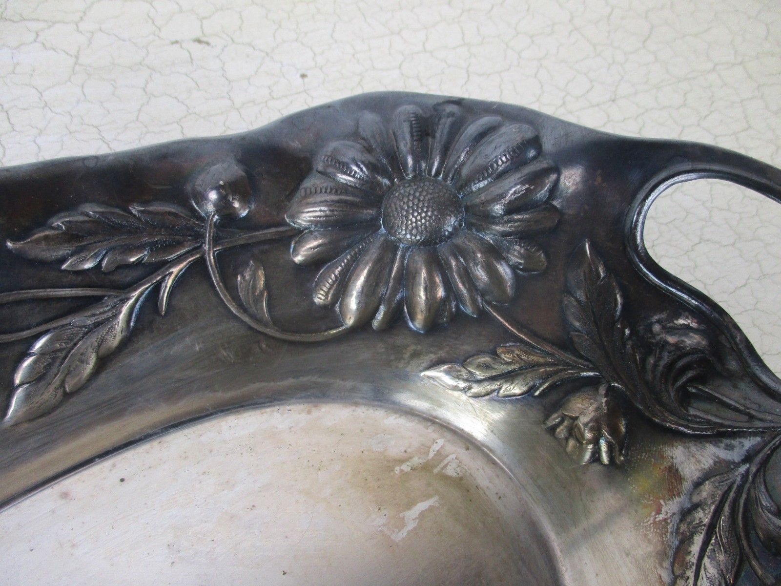 Art Nouveau Wiskemann Belgium Silver Plated Tray Serving Basket Flowers Handles photo 108.0