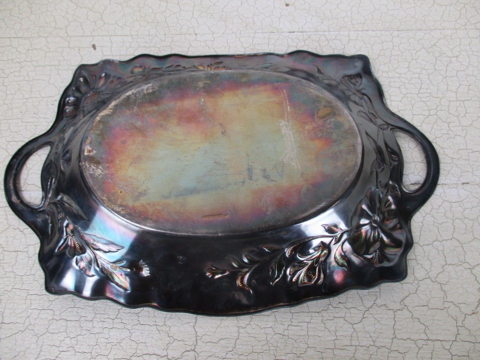 Art Nouveau Wiskemann Belgium Silver Plated Tray Serving Basket Flowers Handles photo vinterior