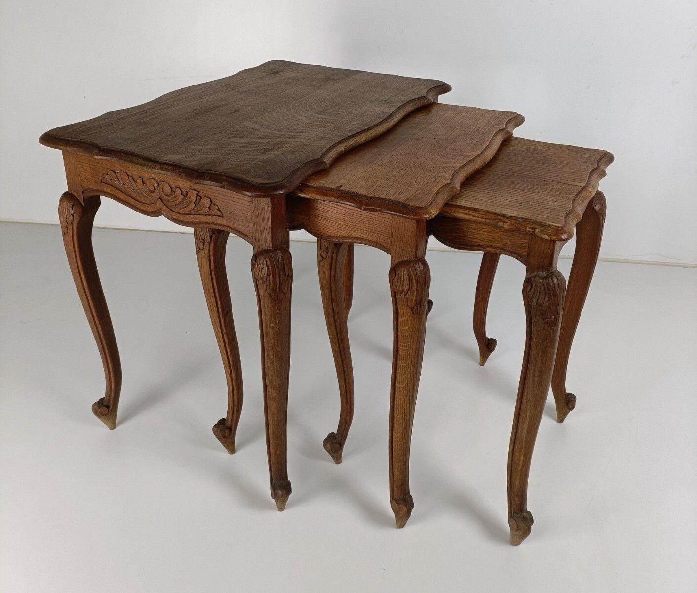 Set Of 3 Wood Stacking Nesting Tables Louis XV Style  Mid Century Modernist Orna photo furniture