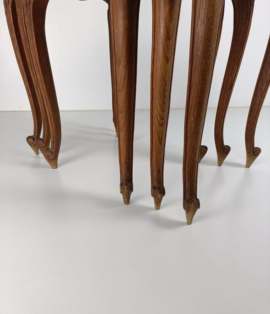 Set Of 3 Wood Stacking Nesting Tables Louis XV Style  Mid Century Modernist Orna photo vinterior