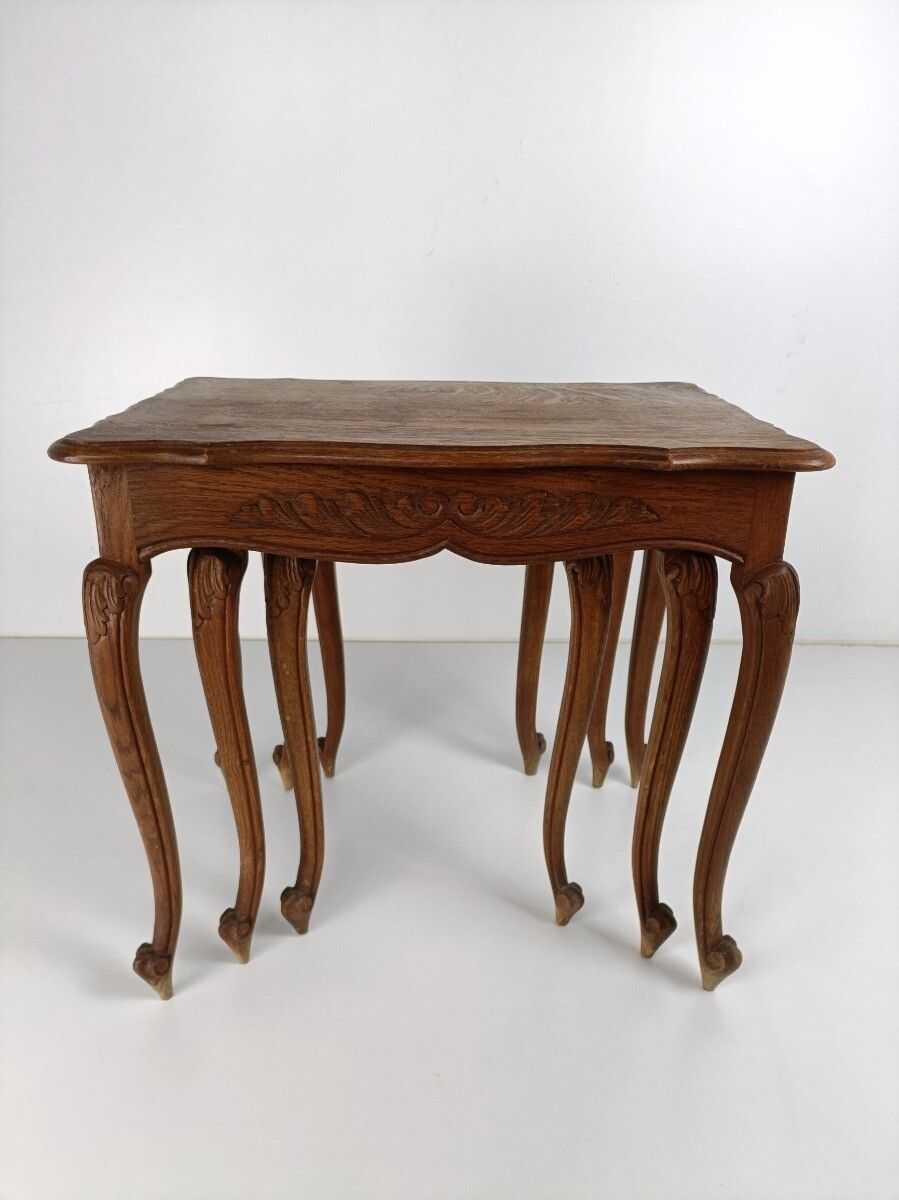 photo furniture Set Of 3 Wood Stacking Nesting Tables Louis XV Style  Mid Century Modernist Orna