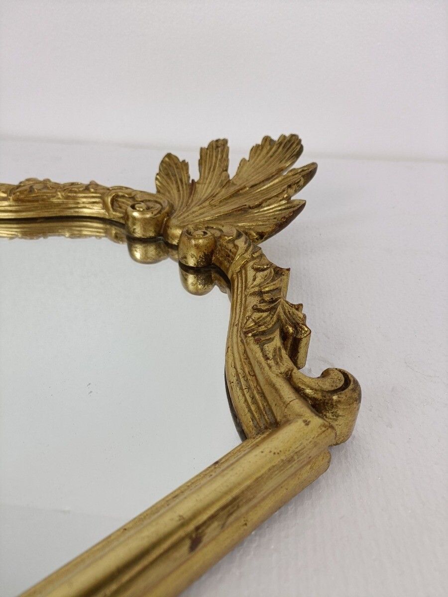 Ornate Mirror Resine Gold Gilded Ornate Hollywood Regency Style Shell photo Home Decor