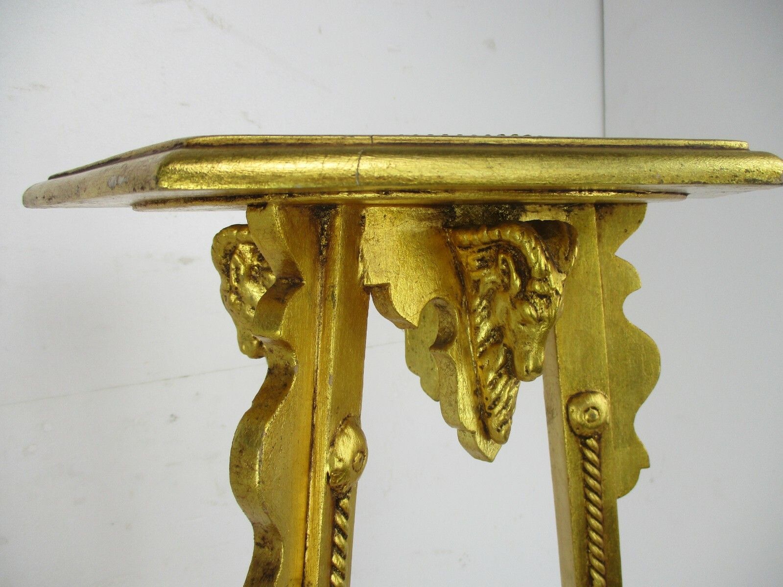 Gothic Gold Gilded Pedestal  Plant  Bonsai Stand Table Rams Head Marble Top Wow photo Home Decor