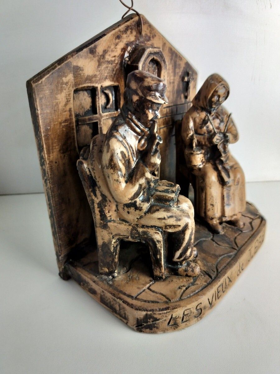 Statue Resin After Les Vieux De Jacques Brel Elderly Couple Lovely photo 121.0