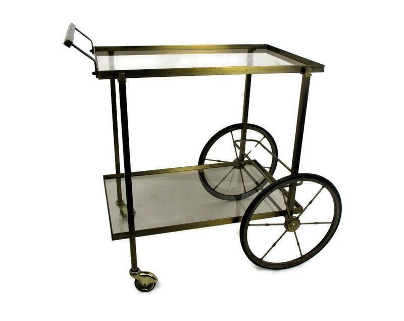 Bar Cocktail Tea Cart Trolley Hollywood Regency Kitchen Island Brass Very Stylis